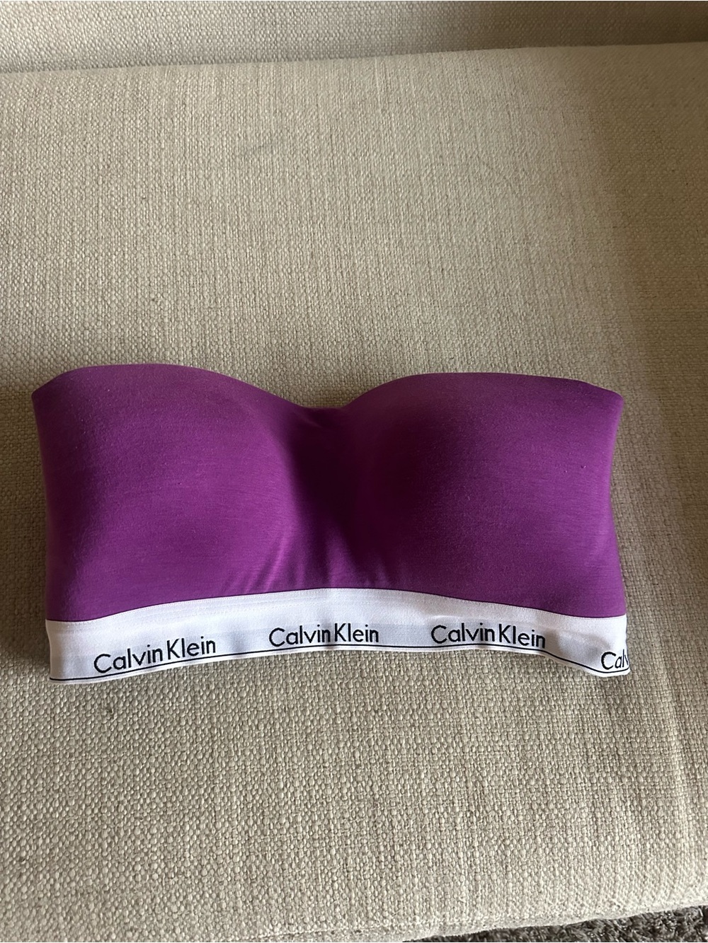 Calvin Klein Magenta Strapless Bandeau with White Branded Band